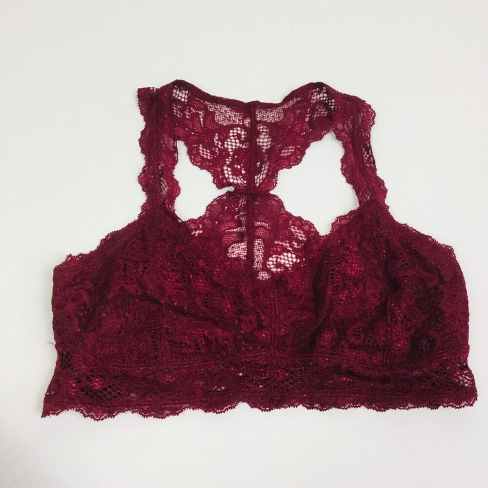 Express One Eleven Bralette Wine Burgundy   Red Lace Size Medium - Picture 6 of 6